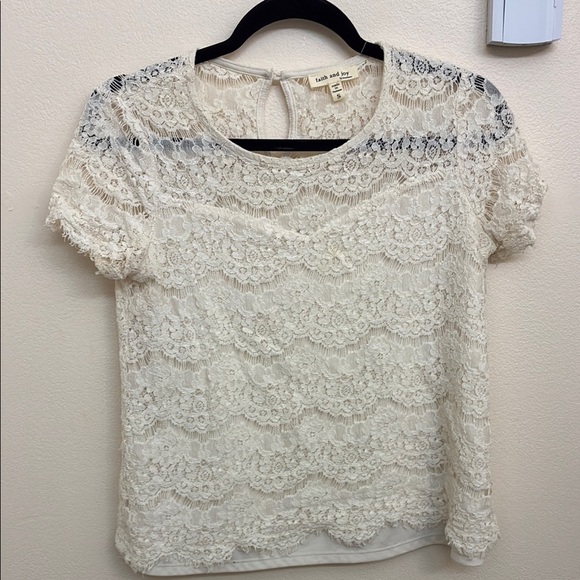 Faith and joy Cream Lace Top - Picture 1 of 7